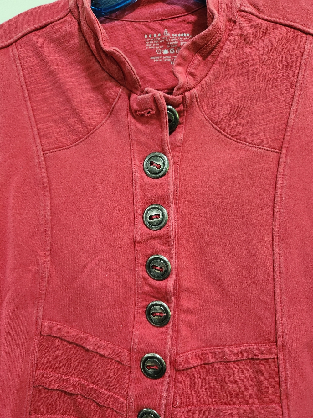 neon buddha Raspberry Button-Front Blazer Jacket - Picture 3 of 7